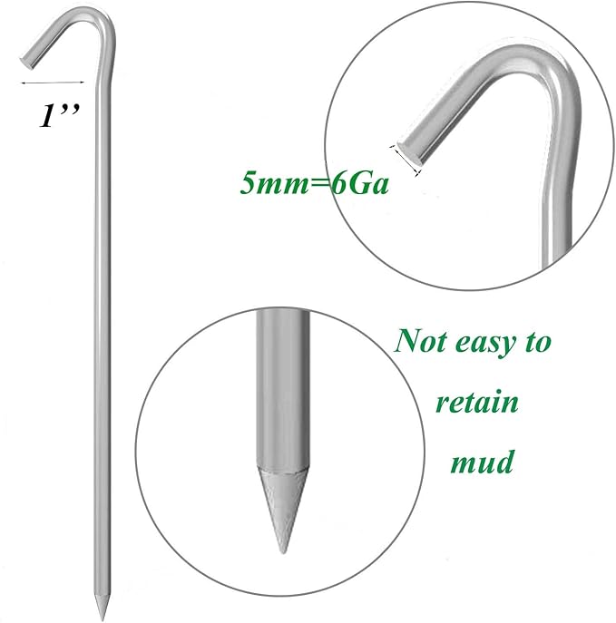 9 Inches 40 Pack Heavy Duty Tent Stakes, Metal Ground Stakes for Camping, Garden or Inflatable, Galvanized Steel Pegs for Yard and Outdoor Decorations