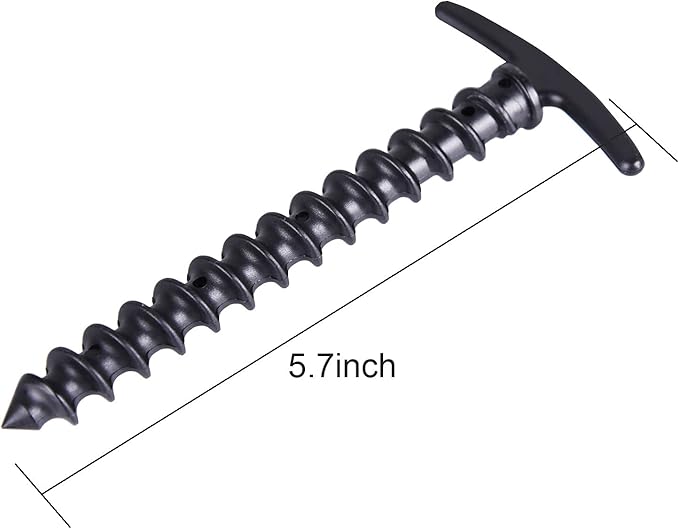 5PCS Tents Stakes 5.7 Inch Spiral Ground Anchor Lightweight Tent Pegs for Canopies Tarps Camping Backpaking Landscaping Securing Dogs Pets Outdoor Black