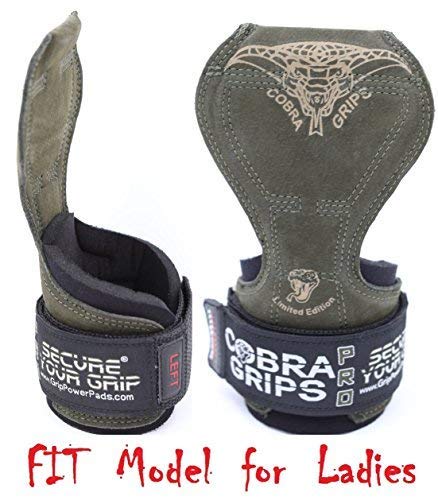 Cobra Grips FIT Weight Lifting Gloves Heavy Duty Straps Alternative to Power Lifting Hooks Best for Deadlifts with Adjustable Neoprene Padded Wrist Wrap Support Bodybuilding (FIT Green Leather)