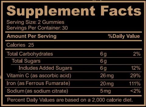 Black Girl Vitamins - Iron Gummies (20 mg), Supports Iron Deficiency & Anemia, Gluten-Free, Gelatin Free, Made in The USA (Grape, 60 Count) 30 Day Supply