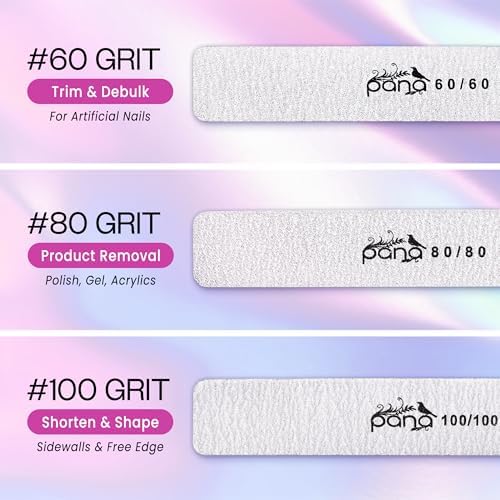 PANA Jumbo Double-Sided Emery Nail File for Manicure, Pedicure, Natural, and Acrylic Nails - Zebra (Grit 80/80) - 50 Piece Pack