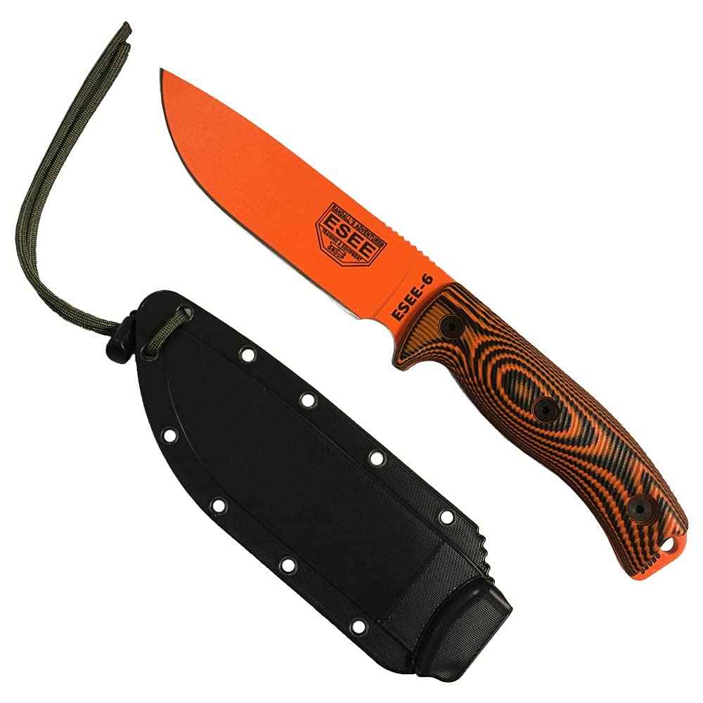 ESEE-6 1095 Carbon Steel, Black Sheath (Orange Blade, Orange/Black G10 3D Handle)