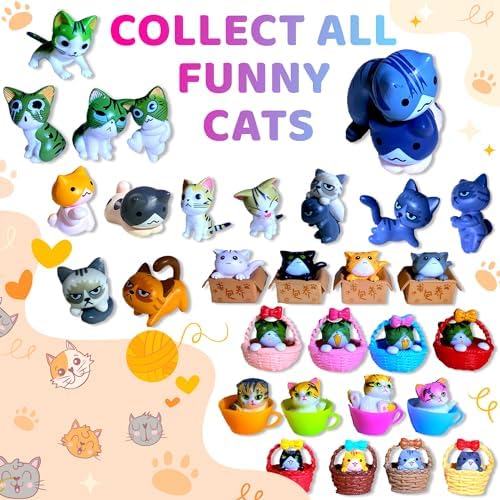 Made in USA 6 Bath Bombs for Kids Set with Cat Toys Surprise Inside for Kids - Surprise Cute Cats Inside Each Fizzy Bath Ball - Natural and Safe for Girls, Boys, Teens - Perfect for Gift - Handmade