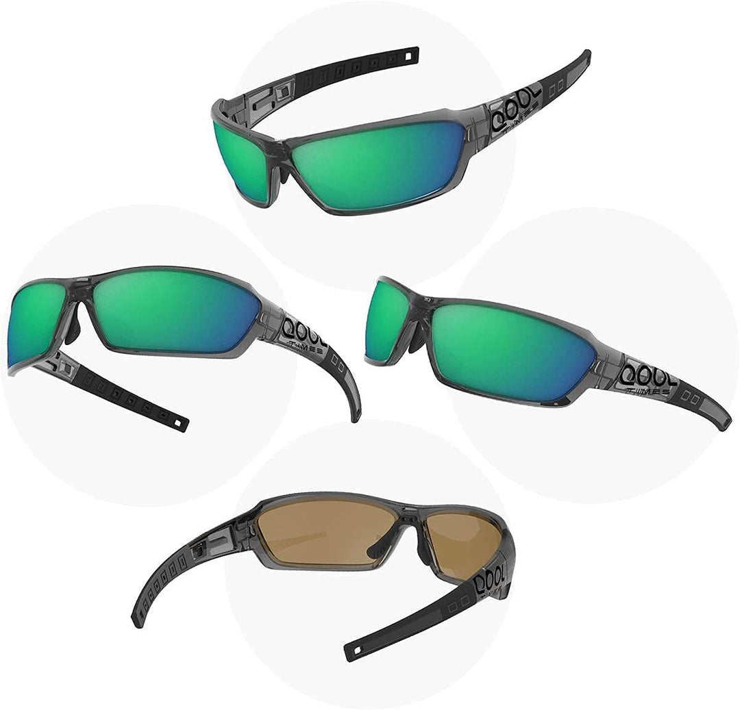 QOOL TIMES Living out your Sunglasses Polarized Men Women Green REVO UV400 Medium-Large Fishing