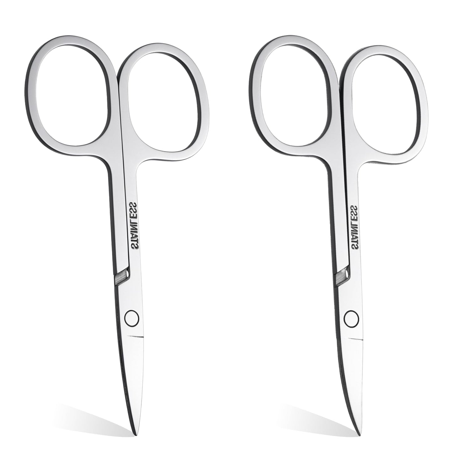 2 Pcs Small Scissors Curved and Stright Small Grooming Scissors Cuticle Scissors Manicure Scissors Multi-Purpose Stainless Steel Beauty Scissor for Facial Hair Eyebrow Eyelash Mustache