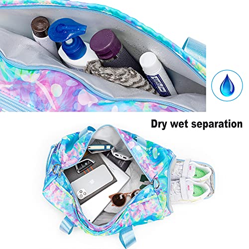 BLUBOON Duffle Bag Girls Kids Cute Gym Bag with Shoes Compartment & Wet Separation Waterproof Sports Overnight Travel Bag