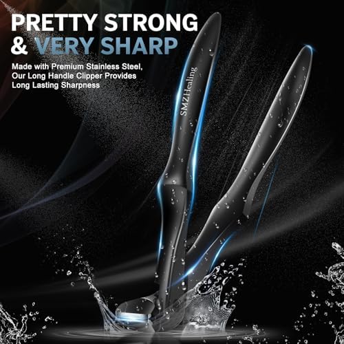 2025 Long Handle Toenail Clippers for Seniors, Angled Head Very Sharp Nail Clippers with Wide Opening for Men Wome, Toenail Clipper with Catcher for Thick Toenails and Fingernails