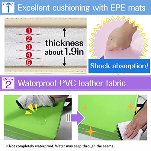 KaRaDaStyle Gymnastics Mat Folding Stretch Mats 71"x39"x2" Exercise Muscle Training Children Play Horizontal Bar Mat Yoga Sports Soundproof Home Use (Beige/4-fold)