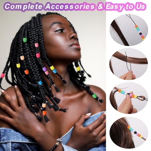 90 Pcs Silicone Hair Beads for Women Girls Braids, Soft Colorful Pony Beads Bulk for Kids Girls Women Hair Accessories for Braids (Pink)