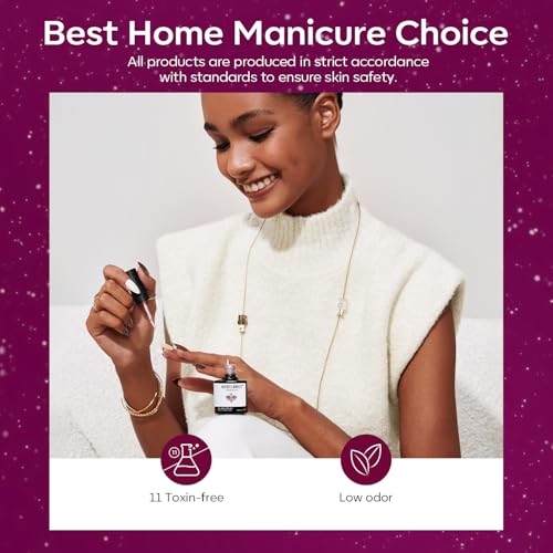 Modelones Gel Nail Polish Set 6 Colors Red Burgundy Brown Purple Glitter Gel Nail Polish Color Changing Sparkle Shimmer Polish Kit Soak Off UV Nail Art DIY Salon Gifts For Women Girl