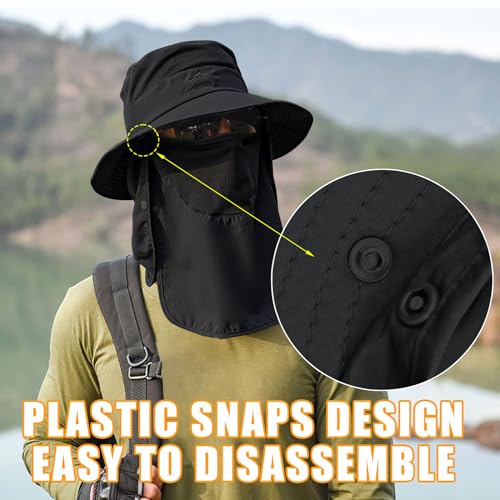Sun Hats for Men Women Fishing Hat UPF 50+ Breathable Wide Brim Summer UV Protection Hat with Face Cover & Neck Flap