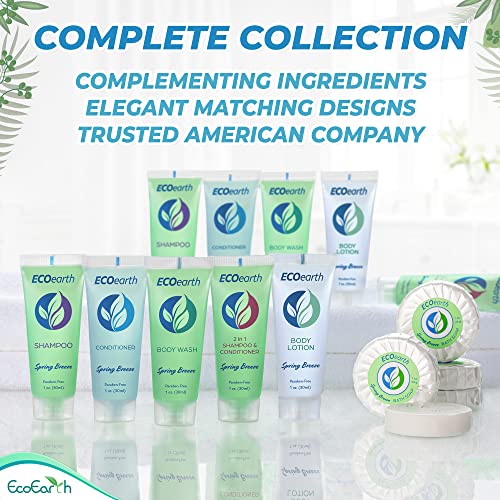 EcoEarth Travel Shampoo and Conditioner Set (1 fl oz, 100 Pieces, Spring Breeze), Delight Your Guests with a Revitalizing and Refreshing Hotel Toiletries and Guest Hospitality in Bulk