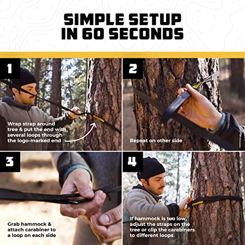 Wise Owl Outfitters Camping Hammock - Camping Essentials, Portable Hammock w/Tree Straps, Single or Double Hammock for Outside, Hiking, and Travel