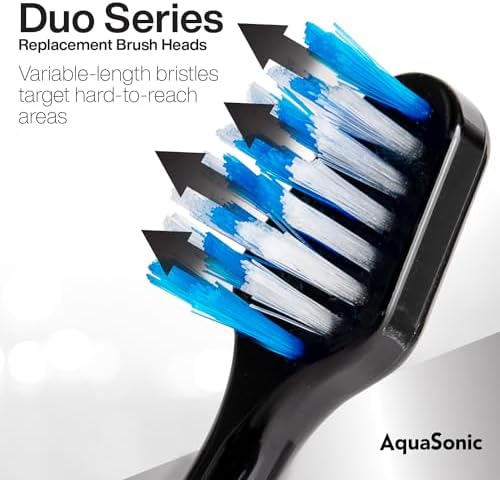 AquaSonic Duo Series Replacement Brush Heads | for Normal & Sensitive Teeth | Compatible with Duo Series & Home Dental Center Toothbrush Handles | NOT Compatible with Duo Series Pro