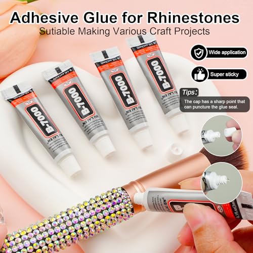 Canvalite 25000PCS Resin Jelly Rhinestones for Crafting,Clear AB Flatback Gems, Bedazzling Crystal with 5 X 2.5g B7000 Jewelry Glue and Tweezers and Dotting pen for DIY Crafts Clothing Shoes Nail Art