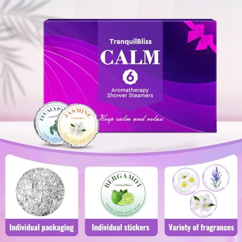 Shower Steamers, Shower Bombs with Natural Fragrance, Self Care& Relaxation, Mother's Day, Christmas Birthday for Women and Mom, Individually Packaged, Purple Set 2 Packs（12 Tablets）