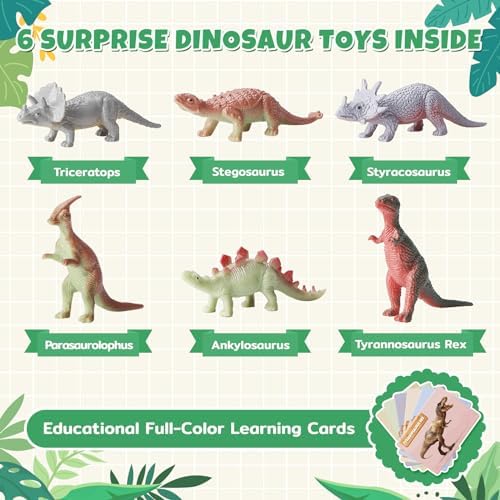 Dino Egg Bath Bombs for Kids with Surprise Inside, 6 Packs Dinosaur Bath Toys Set for Boys,Girls, Bubble Fizzies, Educational Birthday & Christmas Gift Ideas