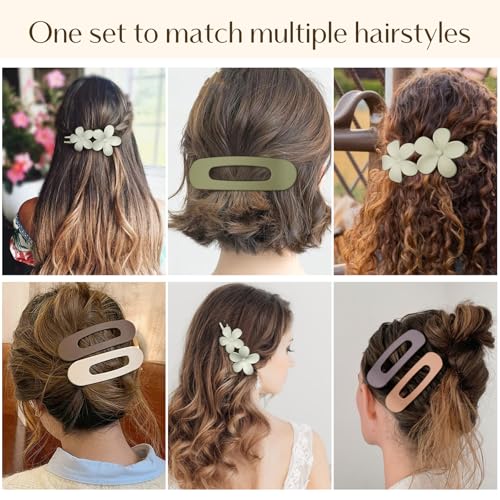 Yanibest 5 Pcs Flat Hair Clips - Stylish Lay Flat Claw Clips for All Hair Types,Multi-Styles Matte Non-slip Hair Clips for Women Girls Wedding Prom Party Hair Decorations