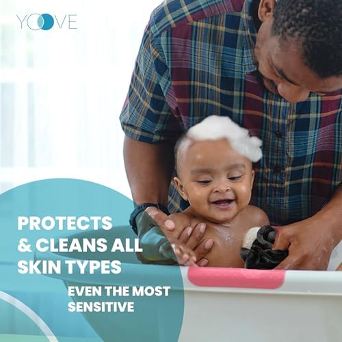 Bamboo Charcoal Infused Back Scrubber - Loofah with Handle | Exfoliating Shower Loofah for Men & Women - Features 1 Loofah on a Stick, 1 Loofa Pouf; Includes Hook (Black)