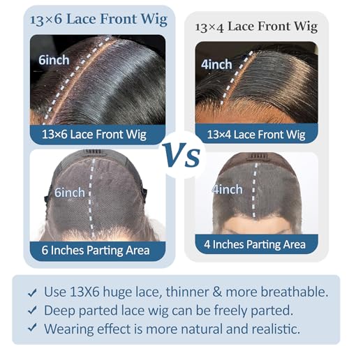 220 Density 30 Inch Body Wave Lace Front Wigs Human Hair, 13x6 HD Transparent Lace Front Wigs Human Hair Glueless Frontal Body Wave Wig for Women, Pre Plucked, Tangle Free, Average Cap, 30 Inch