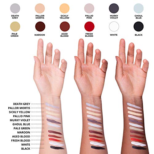 12-Color Death FX Cream Palette, Professional Quick Drying Waterproof SFX Makeup for the Stage, Film, Costumes, Cosplay, Halloween