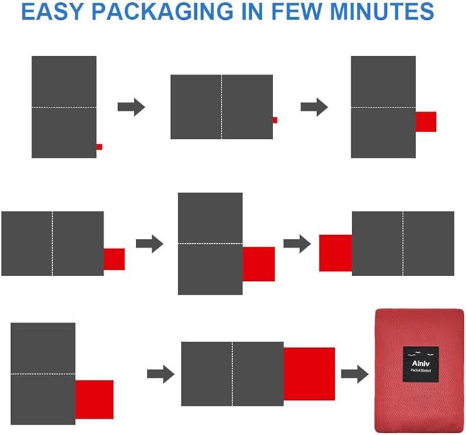 Picnic Blanket, Mini Pocket Beach Mat 78.8 x 82.7IN (5-7 People) Foldable, Lightweight Waterproof Sand Free, Foldable Thin Ground Sheet for Outdoor Camping Hiking Travel - with Hand Strap