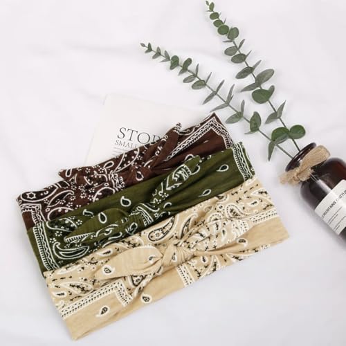 6 Packs Bow Headbands for Women Girls Boho Bandana Headband Paisley Printed Head Bands for Women’s Hair Non Slip Cute Knotted Womens Hairbands Head Wraps Turban Hair Accessories