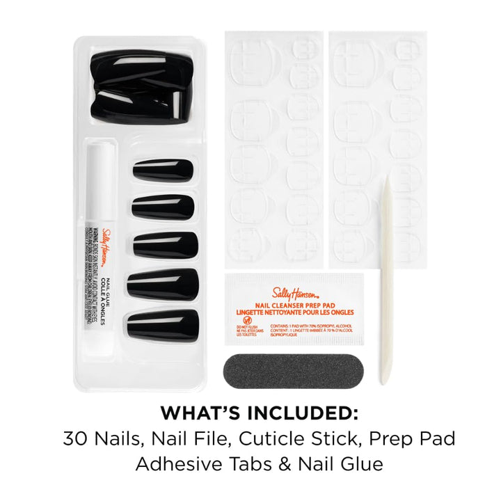 Sally Hansen Instant Cuticle Remover | Press-On Nails Kit with Glue & 30 Designs
