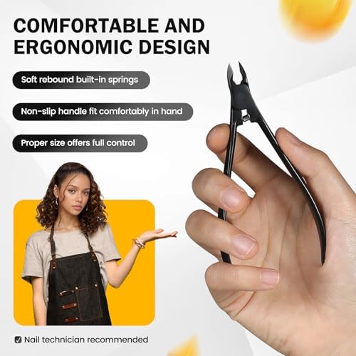 BEZOX Cuticle Cutters for Nails - Precision Half Jaw Cuticle Clippers, Stainless Steel Cuticle Trimmer for Manicure and Pedicure, Professional Cuticle Remover Tool - Black