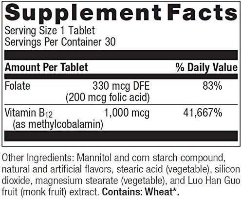 Bariatric Advantage B-12 Speedy Melts, Vitamin B12 1000 mcg Supplement, Fast Melting with 200 mcg of Folic Acid for Nutritional Support - Peppermint, 30 Count