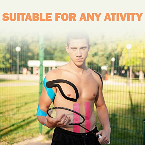 OK TAPE Basic Original Cotton Kinesiology Tape (2 Pack), Elastic Water Resistant Therapeutic Athletic Tape, Latex Free, Pain Relief, Injury Recovery, Uncut K Tape 2in×16.4ft - Beige