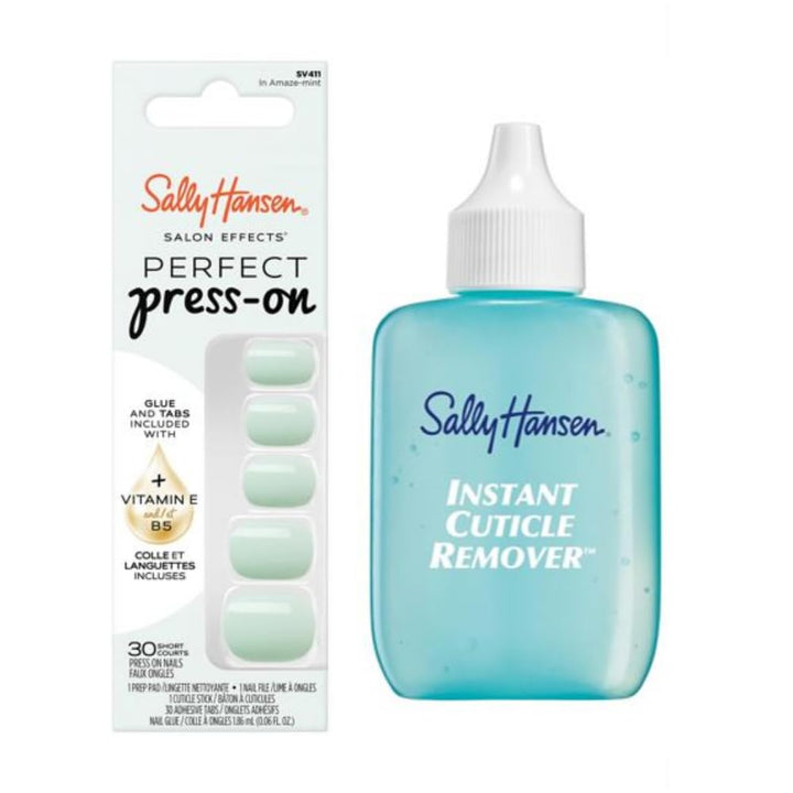 Sally Hansen Instant Cuticle Remover | Amaze-Mint Press-On Nails Kit