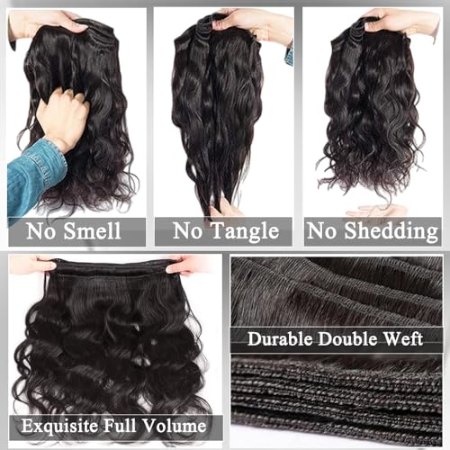 Body Wave Bundles Human Hair 18 20 22 24Inch 12A Brazilian Quick Weave Double Weft Natural Black for Women Hair Extensions