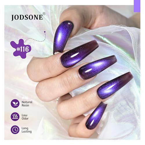 JODSONE Cat Eye Gel Nail Polish 10 Colors (with Base Coat Top Coat Magnet Stick) Glazed Amber Cat Eye Gel for Home DIY