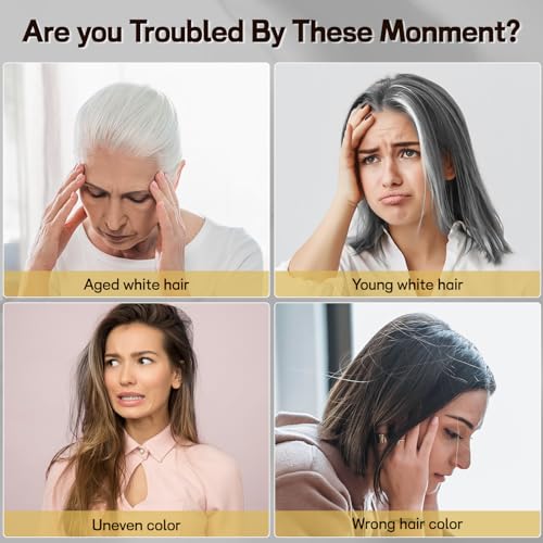 Black Hair Dye Shampoo 3 in 1 for Gray Hair, Hair Color shampoo for Women, Natural Shampoo Hair Dye-100% Grey Hair Coverage/Herbal Ingredients-17.6 OZ