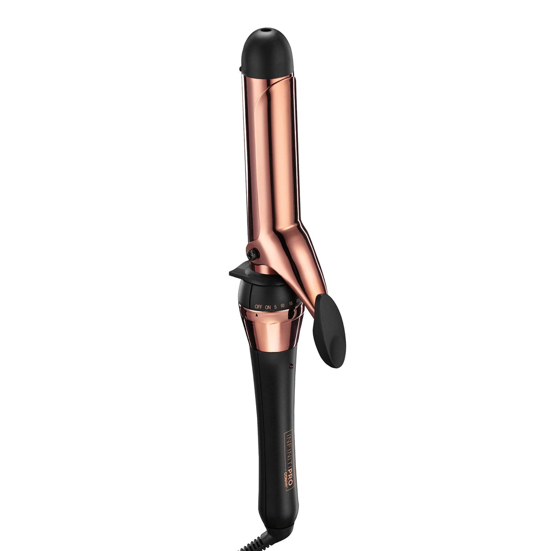 INFINITIPRO BY CONAIR Rose Gold Titanium 1 1/4-Inch Curling Iron, 1  inch barrel produces loose curls - for use on medium and lo