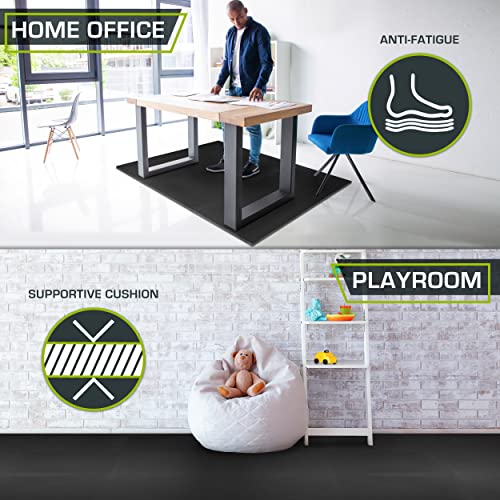 ProsourceFit Extra Thick Puzzle Exercise Mat 1", EVA Foam Interlocking Tiles for Protective, Cushioned Workout Flooring for Home and Gym Equipment, Black 3-Pack