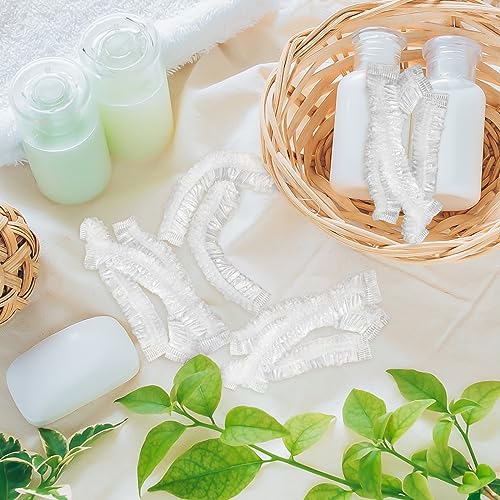 NICEMOVIC 1000PCS Disposable Shower Caps Bulk, Waterproof Thick Plastic Clear Shower Hair Cap For Women Men, Elastic Hair Processing Caps for Treatment, Spa, Hair Solon, Travel, Hotel and Home Use
