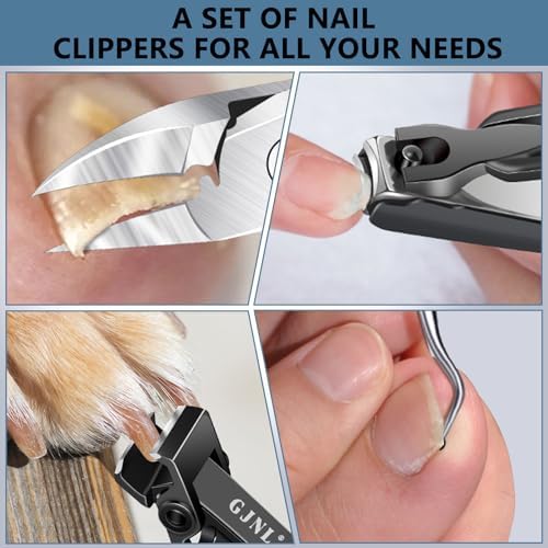 Toenail Clippers for Seniors Thick Nails - 17mm Wide Jaw Nail Clippers for Men, 37mm Heavy Duty Toe Nail Cutter, No Splash Nail Clippers w Catcher for Women