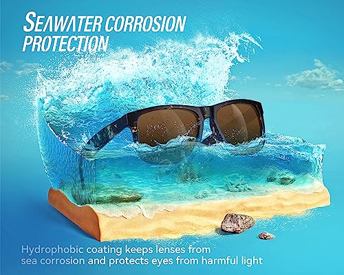 VELAZZIO Polarized Sunglasses for Men Women UV400 Protection Unisex sunglasses Ultralight Frame for Driving Cycling Golf Fishing Sailing, Brown