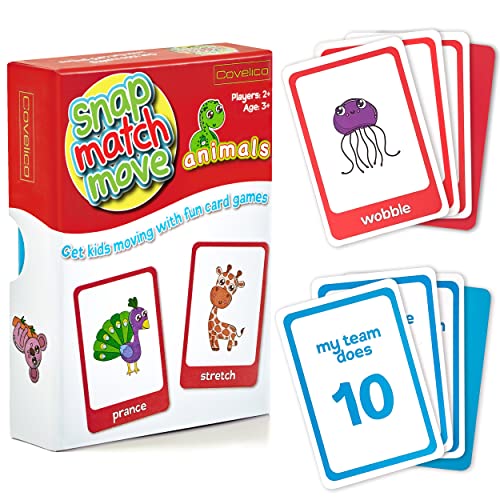 Animal Cards for Kids, All Animal Games Action Cards, Fun Exercise Games for Kids Animal Cards, Exercise Cards for Kids & Gross Motor Games for Kids, Preschool Card Games & Animal Cards for Toddlers
