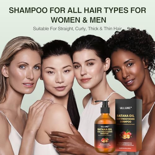 Batana Oil Hair Growth Shampoo, Strengthening Regrowth Shampoo for Men & Women with Thinning Hair & Hair Loss, Infused Rosemary, Mint Oil Nourishes Scalp, Sulfate Free for All Hair Types, 10.15 fl.oz