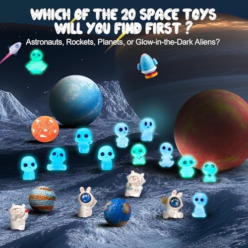 20 Pack Galaxy Bath Bombs for Kids with Space Explorer Toys, Cosmic Adventure Kids Bath Bombs with Astronauts, Rockets, Planets & Glow-in-The-Dark Aliens Inside,End-of-School Year Gifts