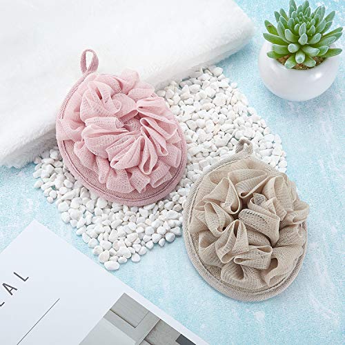 Boao 6 Pcs Bath Shower Pouf Sponge Mesh Pouf Shower Ball Exfoliating Body Sponge Pad Scrubber Glove with Flower Bath Ball (Multi-Color)