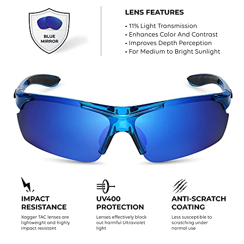 Xagger Polarized Wrap Around Sport Sunglasses for Men Women UV400 Baseball Softball Running Cycling Glasses
