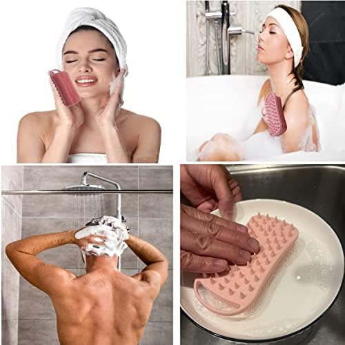 2Pack Dual Sided Silicone Body Scrubber for Exfoliating, Shower&Scalp Massage, 2 in 1 Bath&Shampoo Brush,Soft Body Exfoliator Silicone Loofah Shower Scrubber Brush for All Kinds of Skin