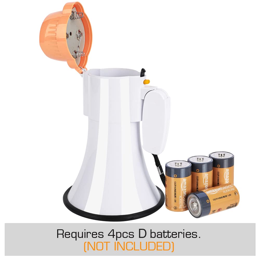 30 Watt Power Portable Megaphone Bullhorn Speaker Voice, Siren/Alarm and 240S Recording with Volume Control and Strap (White Orange)