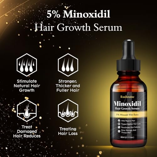 5% Minoxidil Hair Regrowth Oil for Men and Women – Extra Strength Topical Serum for Hair Loss, Promotes Thicker, Healthier Hair and Beard Growth Kit, 2.11 fl.oz