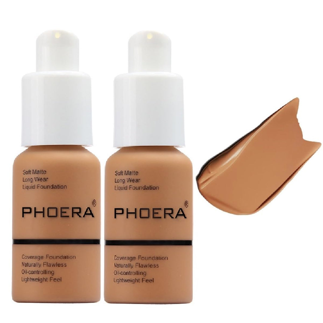 2Pack Phoera Foundation,Full Coverage Foundation, Concealer Foundation Full Coverage Flawless New 30Ml Phoera 24Hr Matte Oil Con