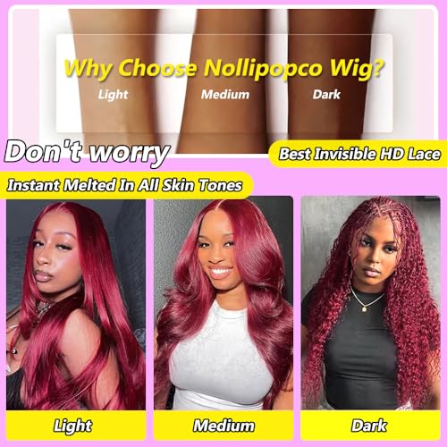 30inch 99j burgundy lace front wigs human hair 13x6 HD Body Wave Lace Front Wigs Human Hair 200 Density Pre Plucked Glueless Frontal Wigs Human Hair for Black Women